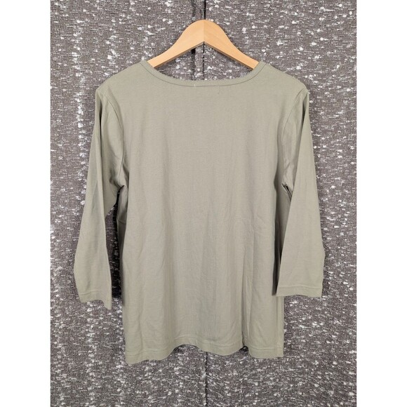 C&K Designs Embroidered Owls Pintuck Green Top Cottagecore Popover Style Sz M - Picture 4 of 8